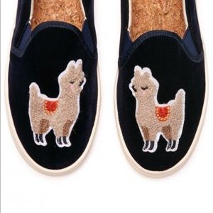 Soludos navy blue llama slip on sneaker